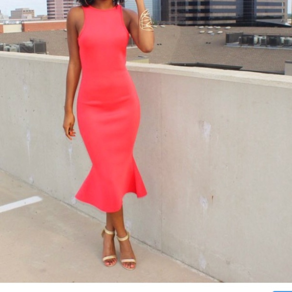 Bright peach mermaid dress